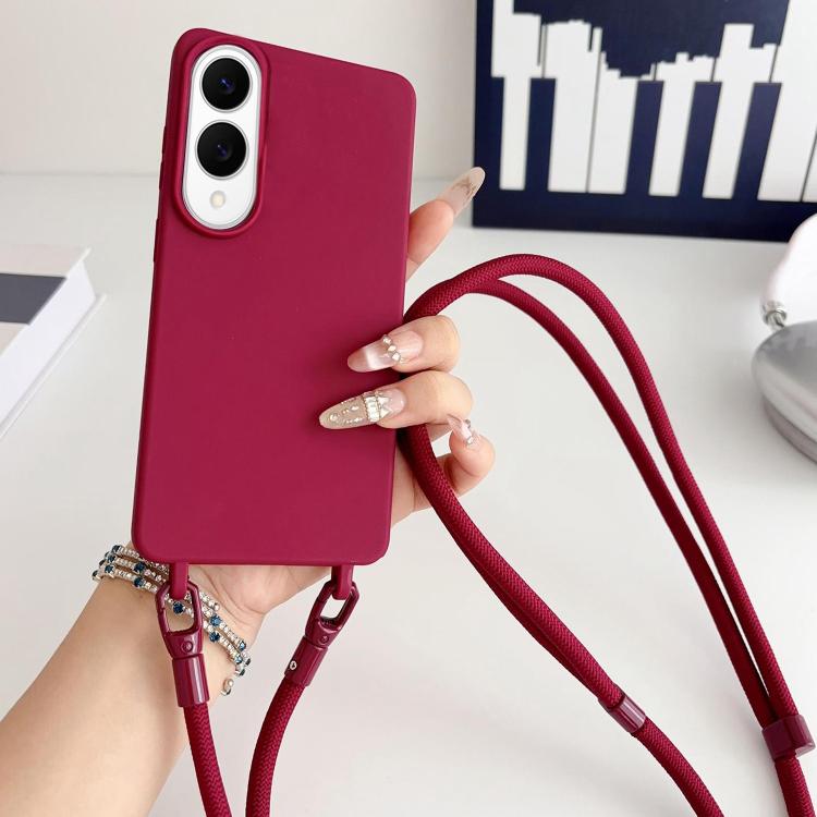 For Samsung Galaxy S25 Edge  5G Candy Silicone Shockproof Phone Case with 7mm Crossbody Lanyard