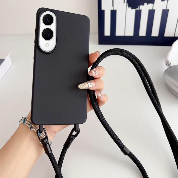 For Samsung Galaxy S25 Edge  5G Candy Silicone Shockproof Phone Case with 7mm Crossbody Lanyard