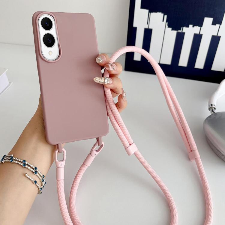 For Samsung Galaxy S25 Edge  5G Candy Silicone Shockproof Phone Case with 7mm Crossbody Lanyard