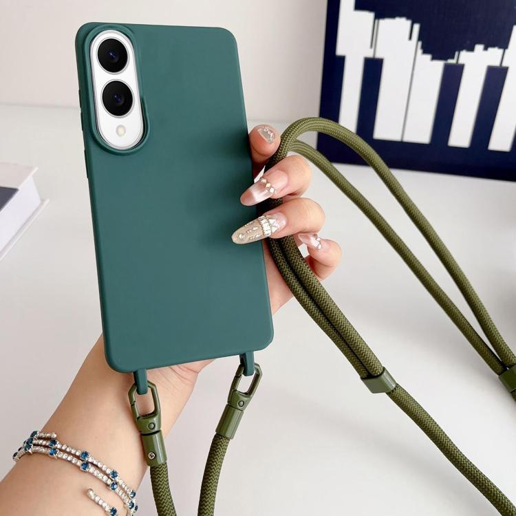 For Samsung Galaxy S25 Edge  5G Candy Silicone Shockproof Phone Case with 7mm Crossbody Lanyard