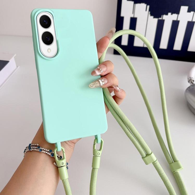 For Samsung Galaxy S25 Edge  5G Candy Silicone Shockproof Phone Case with 7mm Crossbody Lanyard