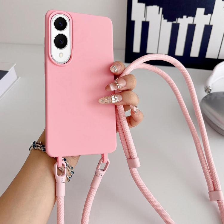 For Samsung Galaxy S25 Edge  5G Candy Silicone Shockproof Phone Case with 7mm Crossbody Lanyard