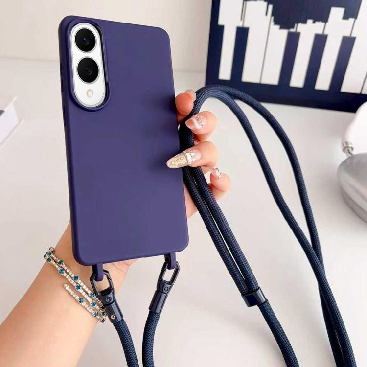 For Samsung Galaxy S25 Edge  5G Candy Silicone Shockproof Phone Case with 7mm Crossbody Lanyard