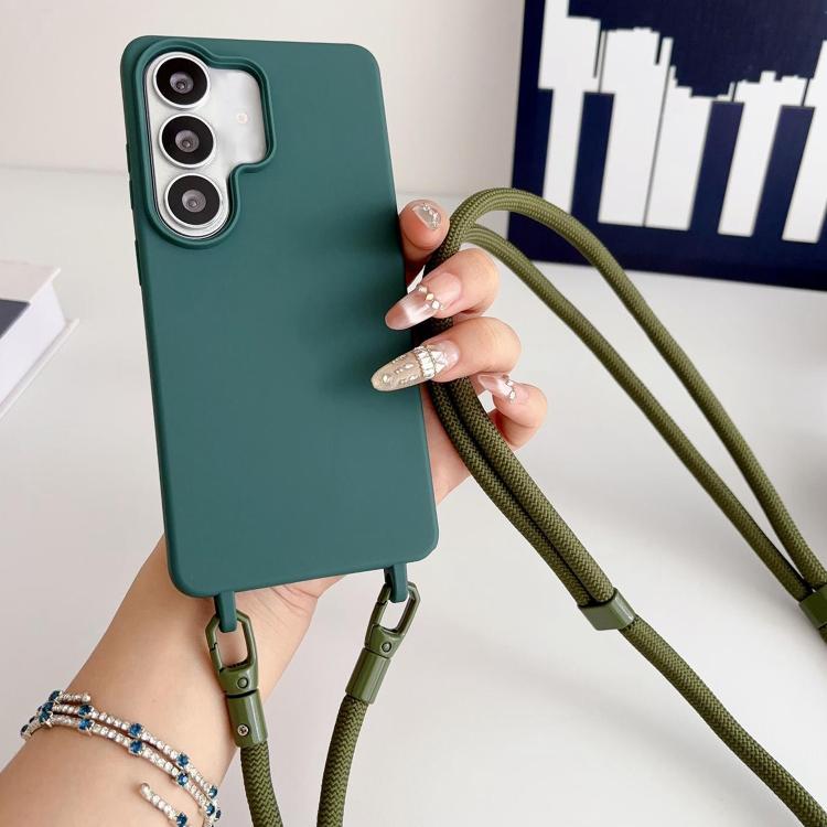For Samsung Galaxy S24 FE  5G Candy Silicone Shockproof Phone Case with 7mm Crossbody Lanyard