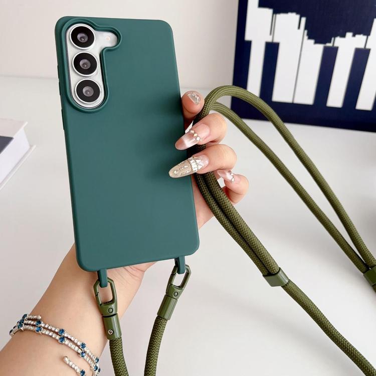 For Samsung Galaxy S22 5G Candy Silicone Shockproof Phone Case with 7mm Crossbody Lanyard