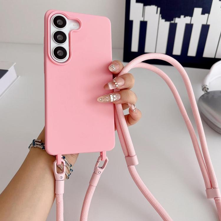 For Samsung Galaxy S22 5G Candy Silicone Shockproof Phone Case with 7mm Crossbody Lanyard