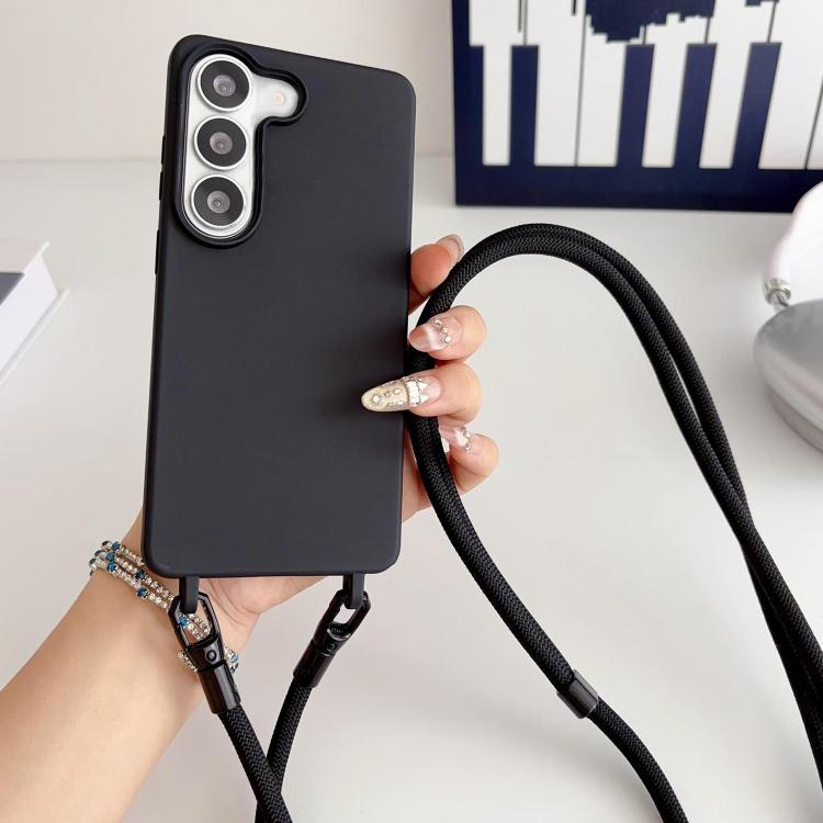 For Samsung Galaxy S21 FE 5G Candy Silicone Shockproof Phone Case with 7mm Crossbody Lanyard