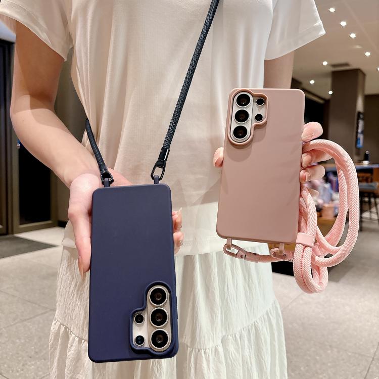 For Samsung Galaxy S25+ 5G Candy Silicone Shockproof Phone Case with 7mm Crossbody Lanyard