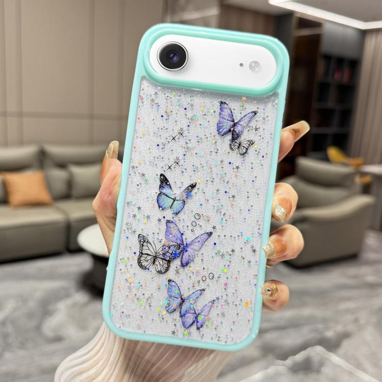 For iPhone Air Color Butterfly Glitter Epoxy TPU Phone Case