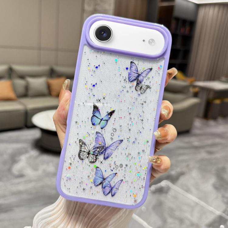 For iPhone Air Color Butterfly Glitter Epoxy TPU Phone Case