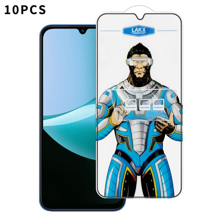 For Redmi 15C 4G / 5G Global 171mm 10pcs Blue Gorilla Anti-fingerprint Anti-static Silk Screen HD Electroplated Tempered Glass Film