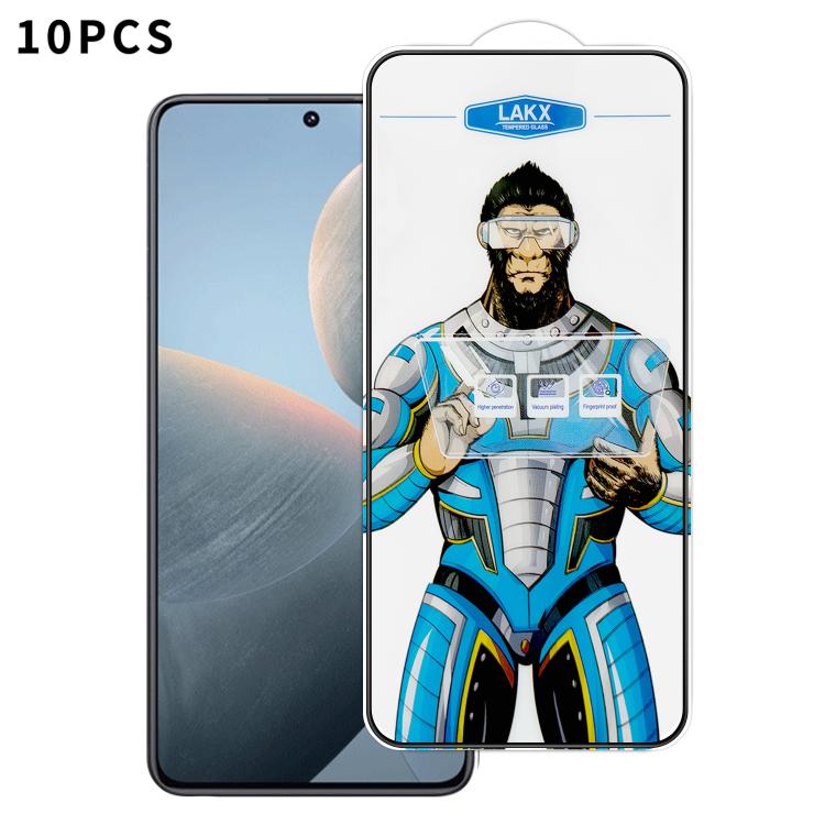 For Redmi K70E 10pcs Blue Gorilla Anti-fingerprint Anti-static Silk Screen HD Electroplated Tempered Glass Film