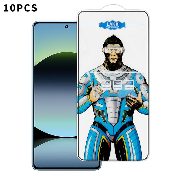 For Redmi Note 14 10pcs Blue Gorilla Anti-fingerprint Anti-static Silk Screen HD Electroplated Tempered Glass Film