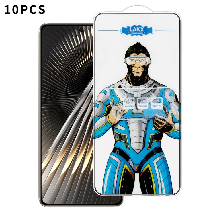 For Redmi Turbo 3 10pcs Blue Gorilla Anti-fingerprint Anti-static Silk Screen HD Electroplated Tempered Glass Film