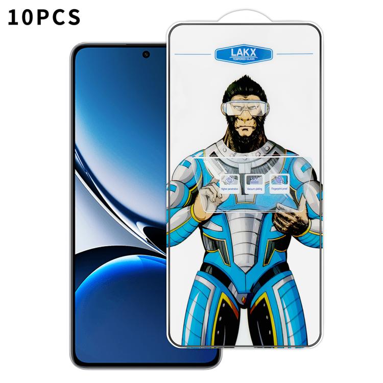 For Redmi Turbo 4 10pcs Blue Gorilla Anti-fingerprint Anti-static Silk Screen HD Electroplated Tempered Glass Film