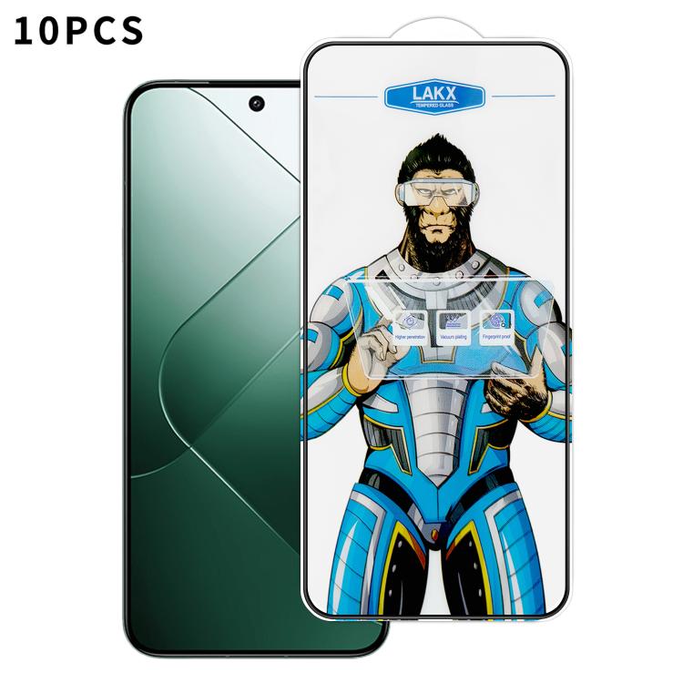 For Xiaomi 14 10pcs Blue Gorilla Anti-fingerprint Anti-static Silk Screen HD Electroplated Tempered Glass Film