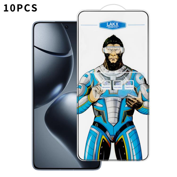 For Xiaomi 14T Pro 10pcs Blue Gorilla Anti-fingerprint Anti-static Silk Screen HD Electroplated Tempered Glass Film