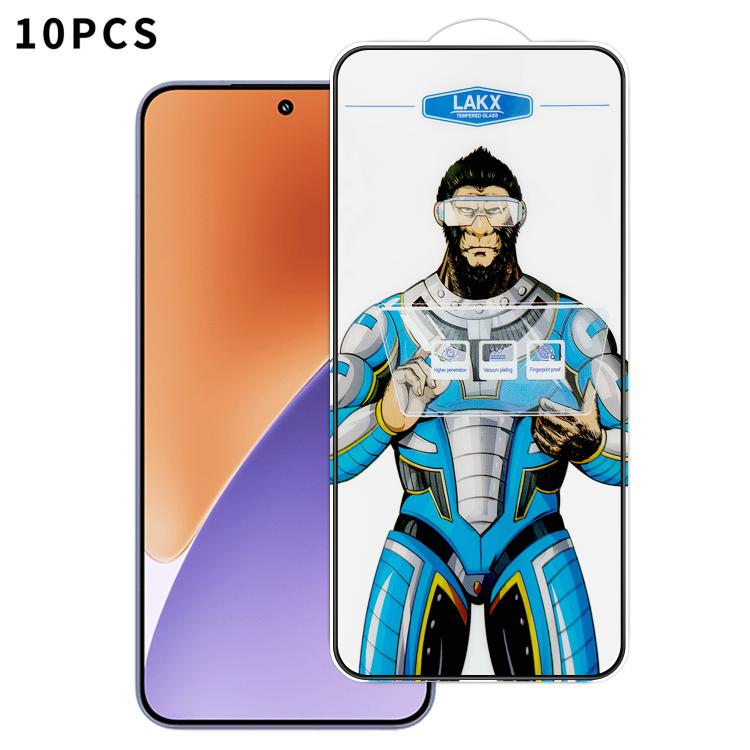 For Xiaomi 15 10pcs Blue Gorilla Anti-fingerprint Anti-static Silk Screen HD Electroplated Tempered Glass Film