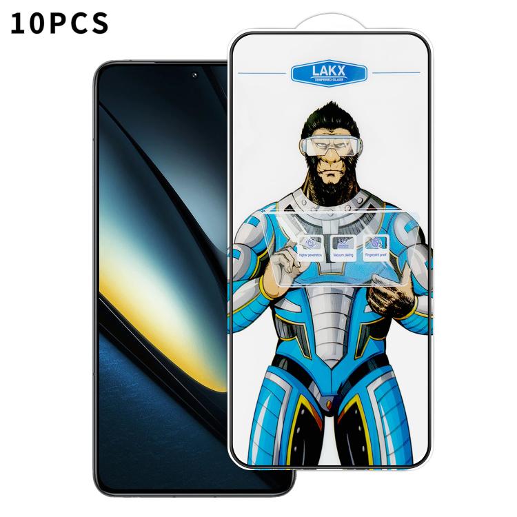 For Xiaomi Poco F6 Pro 10pcs Blue Gorilla Anti-fingerprint Anti-static Silk Screen HD Electroplated Tempered Glass Film