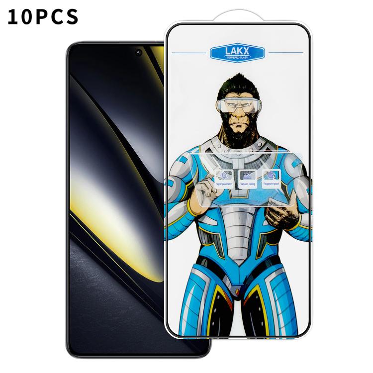 For Xiaomi Poco F6 10pcs Blue Gorilla Anti-fingerprint Anti-static Silk Screen HD Electroplated Tempered Glass Film