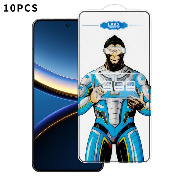 For Xiaomi Poco F7 Pro 10pcs Blue Gorilla Anti-fingerprint Anti-static Silk Screen HD Electroplated Tempered Glass Film