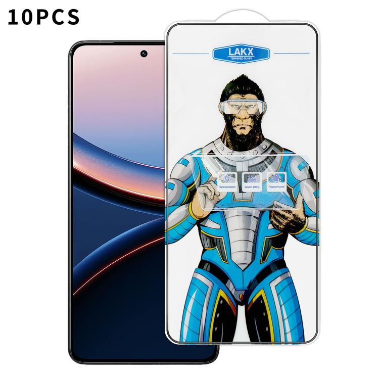 For Xiaomi Poco F7 Ultra 10pcs Blue Gorilla Anti-fingerprint Anti-static Silk Screen HD Electroplated Tempered Glass Film