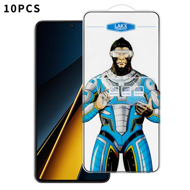 For Xiaomi Poco X6 Pro 10pcs Blue Gorilla Anti-fingerprint Anti-static Silk Screen HD Electroplated Tempered Glass Film