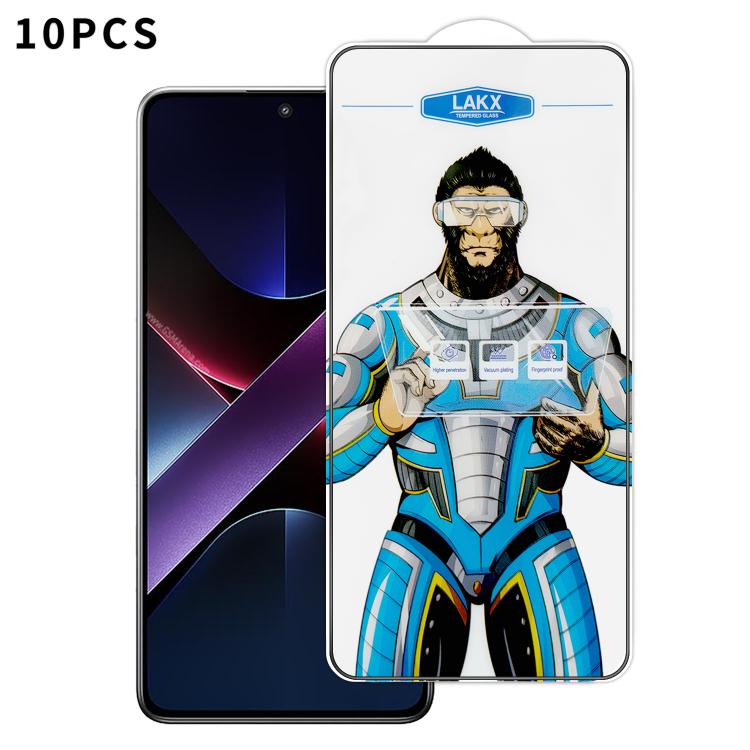 For Xiaomi Poco X7 Pro 10pcs Blue Gorilla Anti-fingerprint Anti-static Silk Screen HD Electroplated Tempered Glass Film