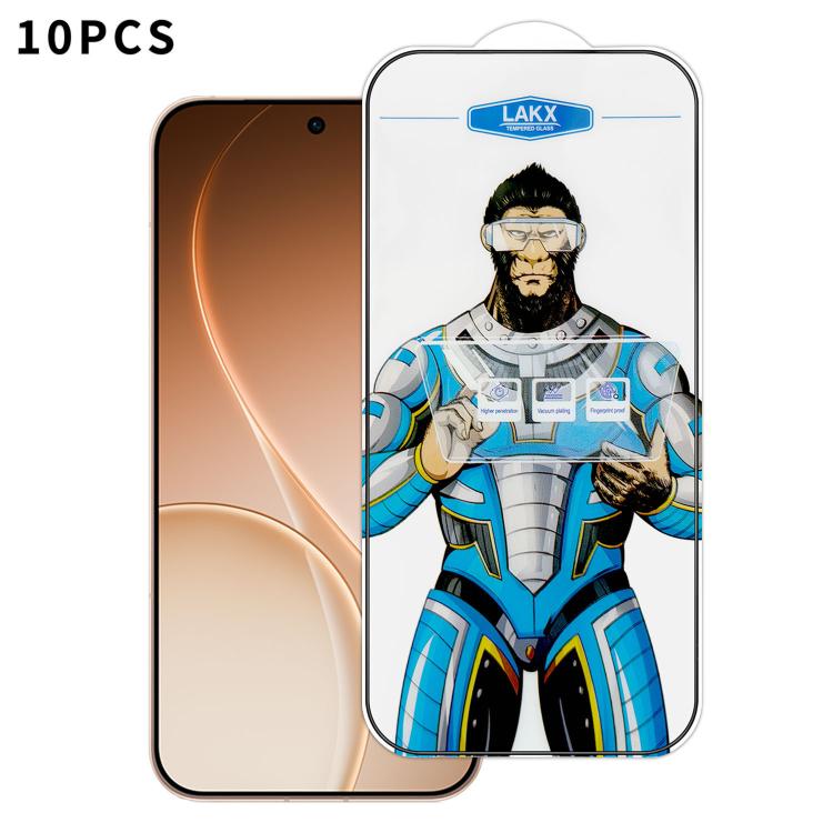For OPPO Reno15 Pro Max Global 10pcs Blue Gorilla Anti-fingerprint Anti-static Silk Screen HD Electroplated Tempered Glass Film