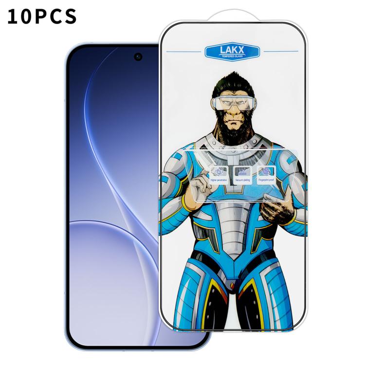 For OPPO Reno15 Pro Global 10pcs Blue Gorilla Anti-fingerprint Anti-static Silk Screen HD Electroplated Tempered Glass Film