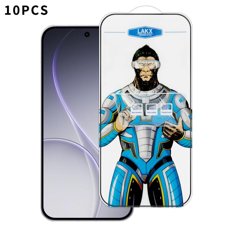For OPPO Reno15  Global 10pcs Blue Gorilla Anti-fingerprint Anti-static Silk Screen HD Electroplated Tempered Glass Film