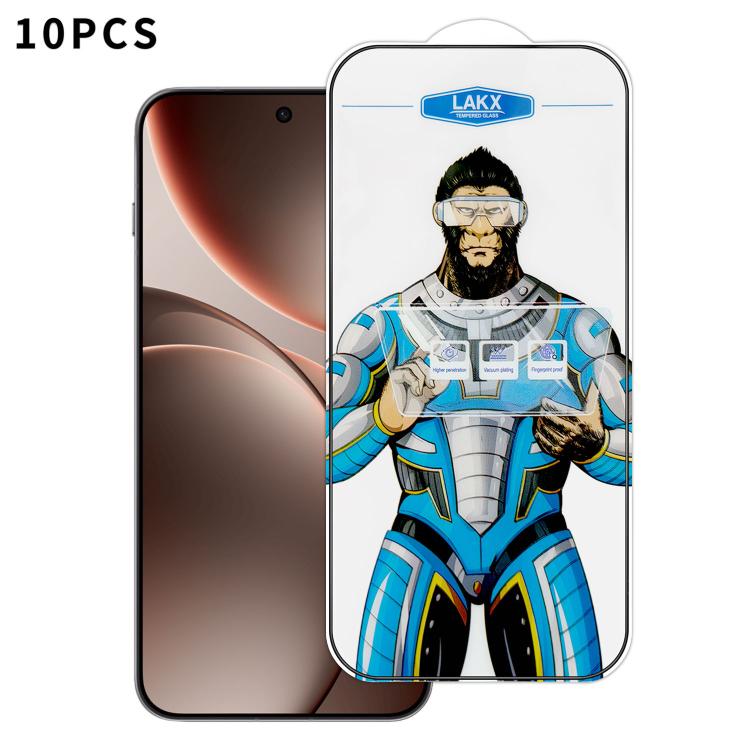 For OPPO Find X9 10pcs Blue Gorilla Anti-fingerprint Anti-static Silk Screen HD Electroplated Tempered Glass Film