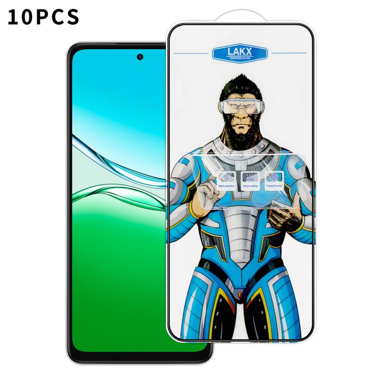 For OPPO A5x 10pcs Blue Gorilla Anti-fingerprint Anti-static Silk Screen HD Electroplated Tempered Glass Film
