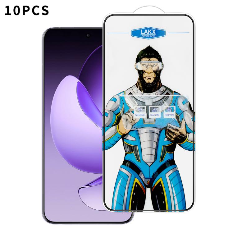 For OPPO Reno13 10pcs Blue Gorilla Anti-fingerprint Anti-static Silk Screen HD Electroplated Tempered Glass Film