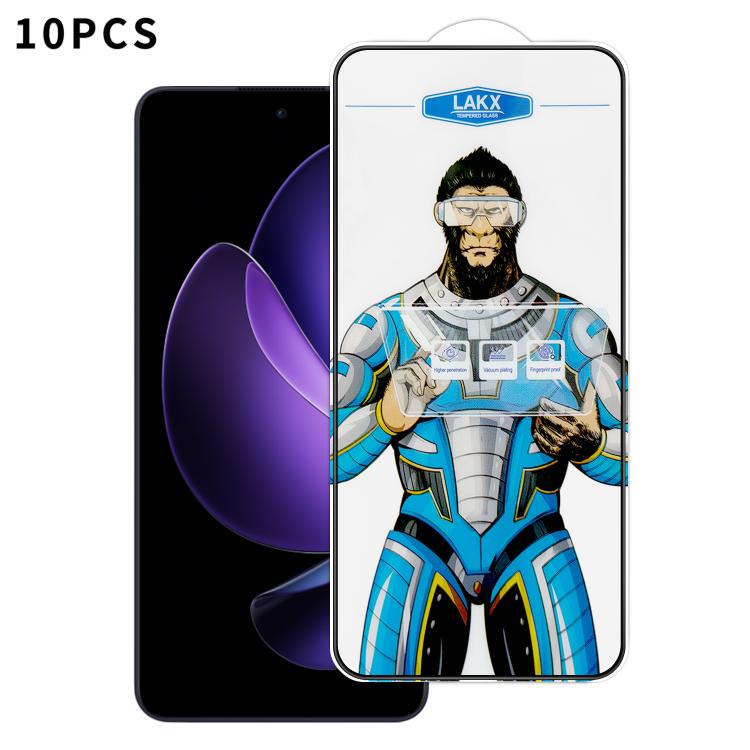 For OPPO Reno13 F 10pcs Blue Gorilla Anti-fingerprint Anti-static Silk Screen HD Electroplated Tempered Glass Film