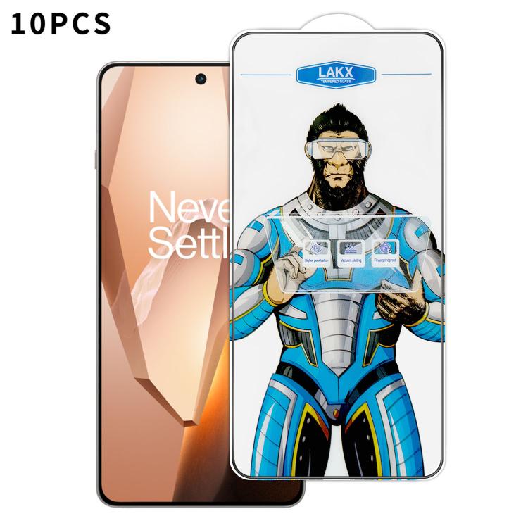 For OnePlus 13R 10pcs Blue Gorilla Anti-fingerprint Anti-static Silk Screen HD Electroplated Tempered Glass Film