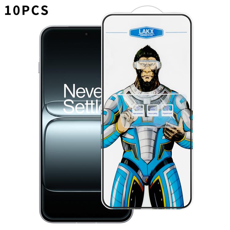 For OnePlus 13T 10pcs Blue Gorilla Anti-fingerprint Anti-static Silk Screen HD Electroplated Tempered Glass Film