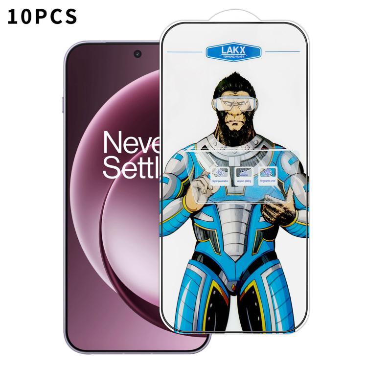 For OnePlus 15 10pcs Blue Gorilla Anti-fingerprint Anti-static Silk Screen HD Electroplated Tempered Glass Film