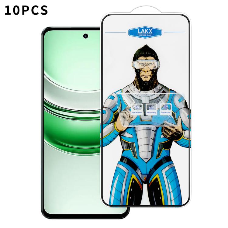 For Realme C71 4G 10pcs Blue Gorilla Anti-fingerprint Anti-static Silk Screen HD Electroplated Tempered Glass Film