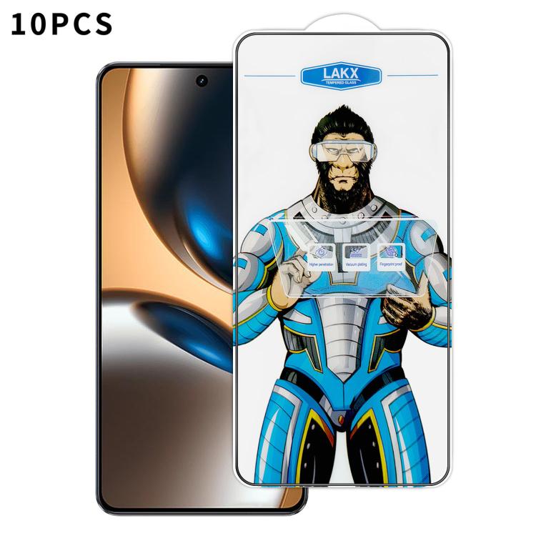 For Realme GT 7T 10pcs Blue Gorilla Anti-fingerprint Anti-static Silk Screen HD Electroplated Tempered Glass Film