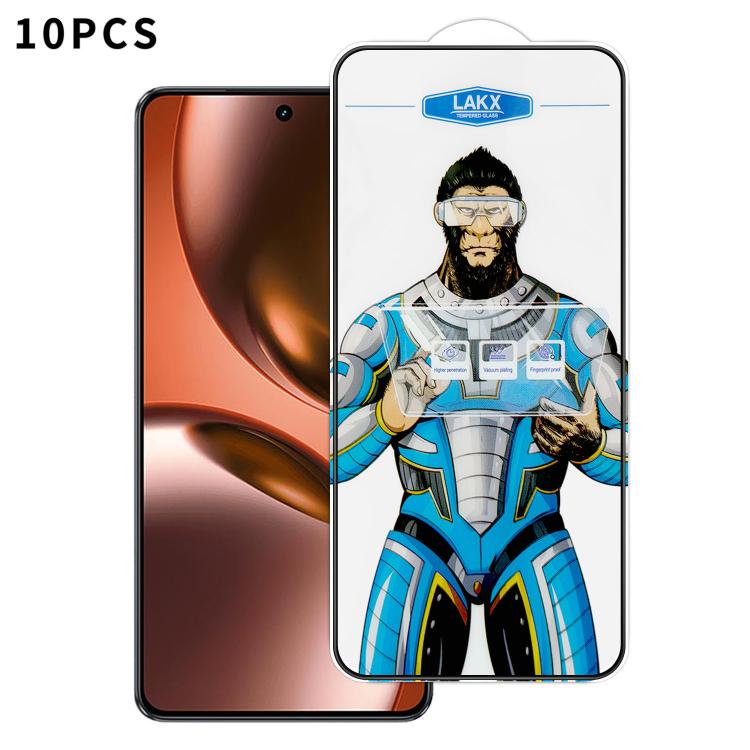 For Realme GT 7 Global 10pcs Blue Gorilla Anti-fingerprint Anti-static Silk Screen HD Electroplated Tempered Glass Film