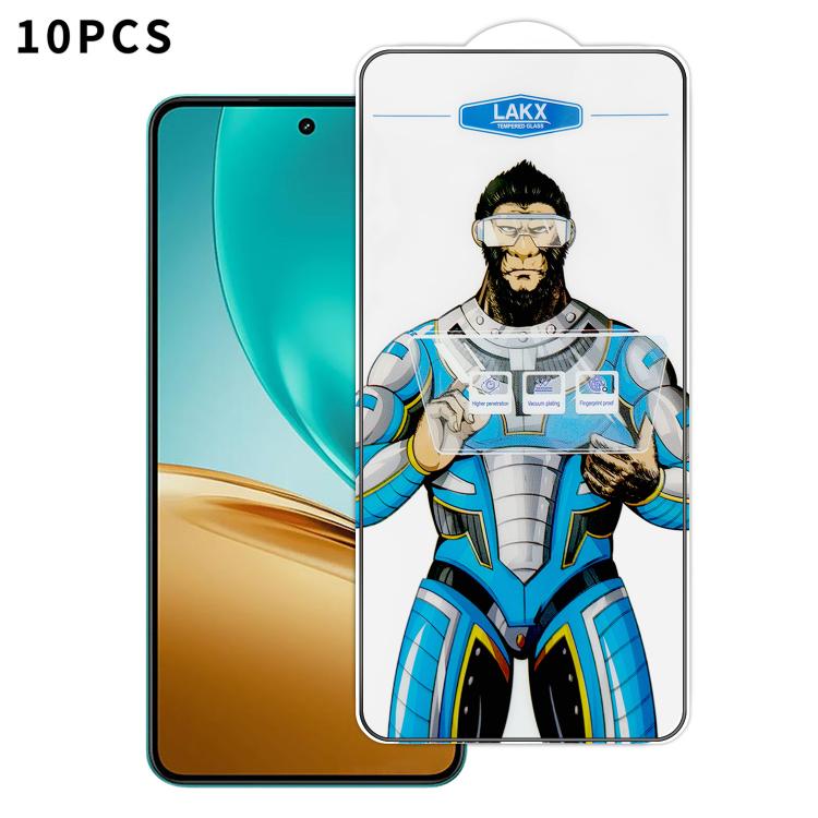 For Realme 14T 5G 10pcs Blue Gorilla Anti-fingerprint Anti-static Silk Screen HD Electroplated Tempered Glass Film
