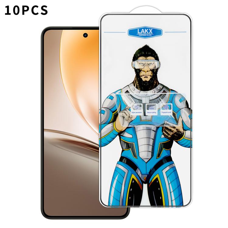 For Realme 14 10pcs Blue Gorilla Anti-fingerprint Anti-static Silk Screen HD Electroplated Tempered Glass Film