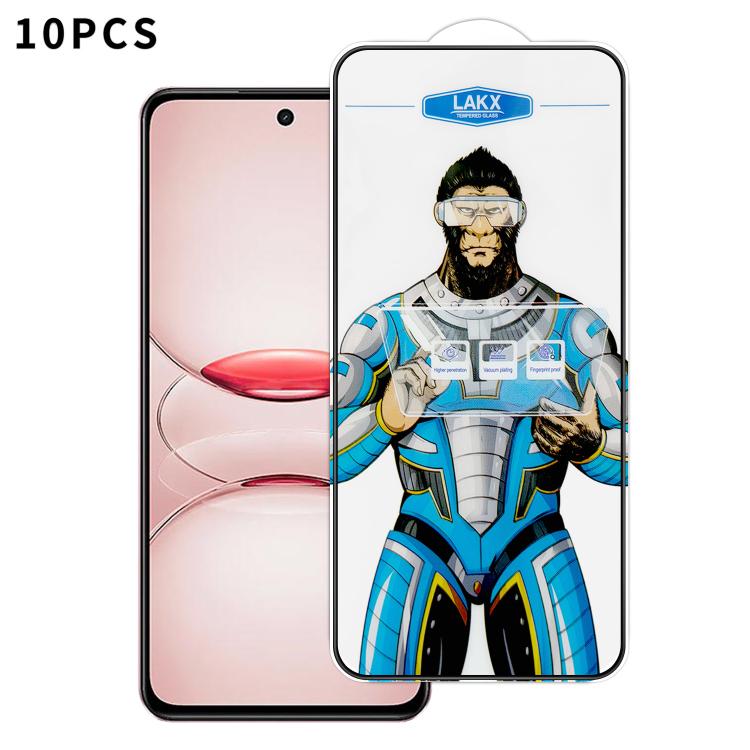 For Realme C75x 10pcs Blue Gorilla Anti-fingerprint Anti-static Silk Screen HD Electroplated Tempered Glass Film