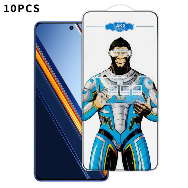 For Realme Neo7 SE 10pcs Blue Gorilla Anti-fingerprint Anti-static Silk Screen HD Electroplated Tempered Glass Film