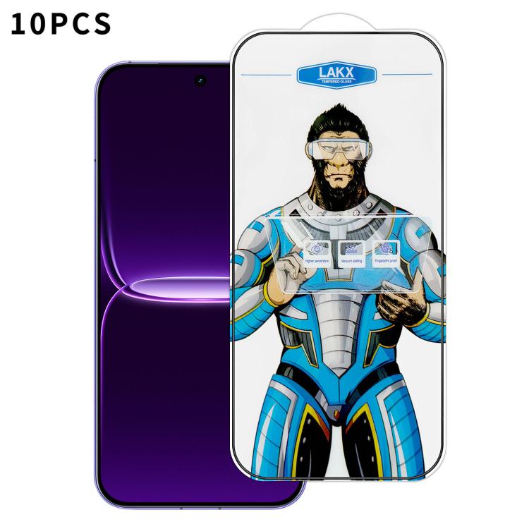 For Realme Neo8 10pcs Blue Gorilla Anti-fingerprint Anti-static Silk Screen HD Electroplated Tempered Glass Film
