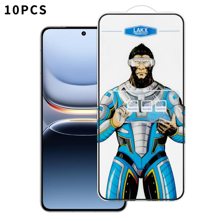 For vivo iQOO 13 10pcs Blue Gorilla Anti-fingerprint Anti-static Silk Screen HD Electroplated Tempered Glass Film