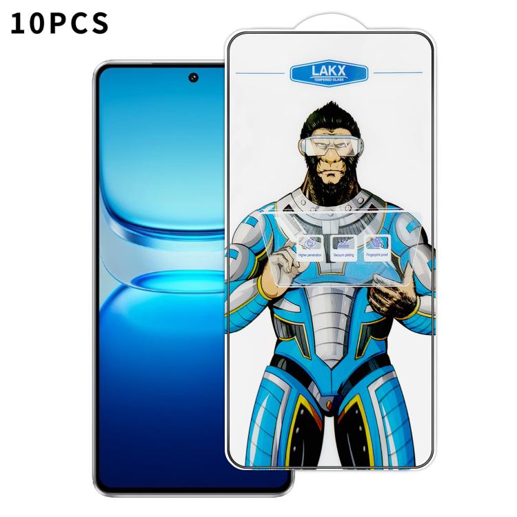 For vivo iQOO Z10 Turbo 10pcs Blue Gorilla Anti-fingerprint Anti-static Silk Screen HD Electroplated Tempered Glass Film