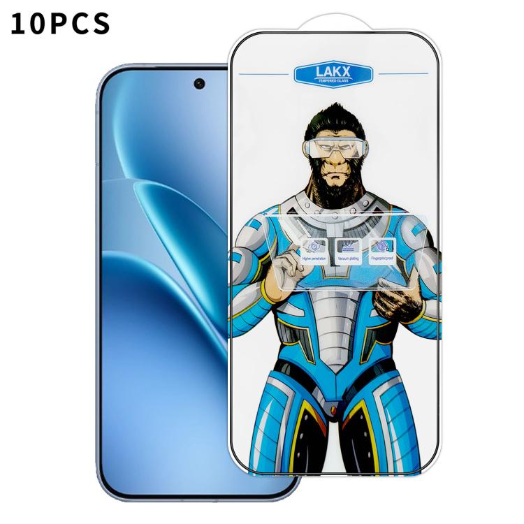 For vivo iQOO Z11 Turbo 10pcs Blue Gorilla Anti-fingerprint Anti-static Silk Screen HD Electroplated Tempered Glass Film