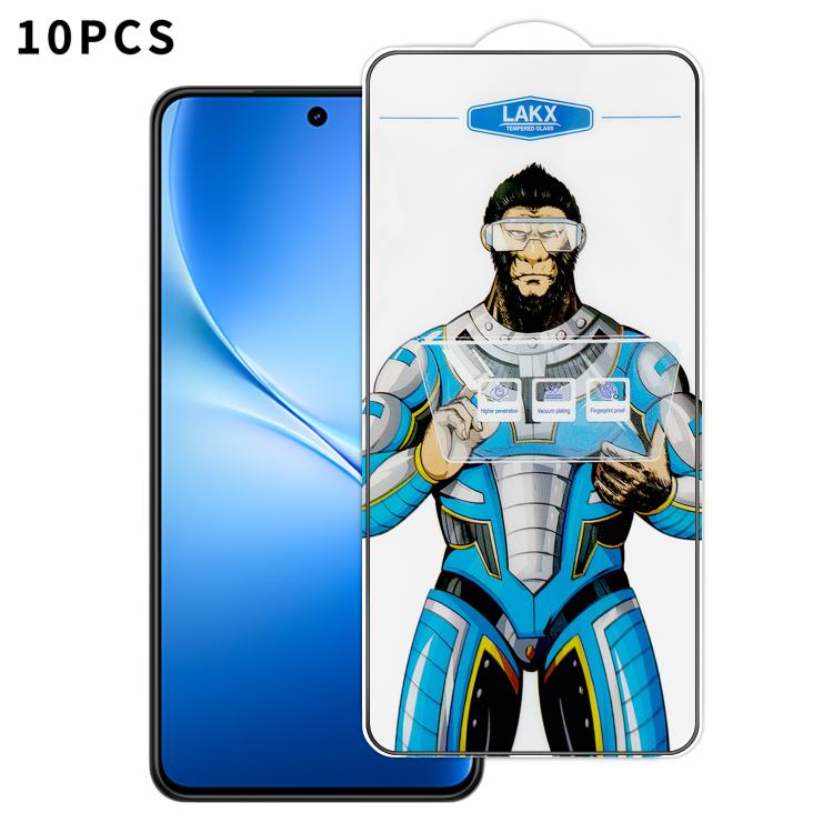 For vivo V60 Lite 10pcs Blue Gorilla Anti-fingerprint Anti-static Silk Screen HD Electroplated Tempered Glass Film